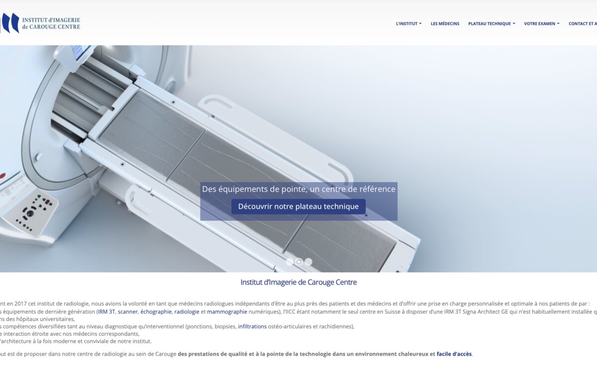Aperçu du site IICC — Institut d'Imagerie de Carouge